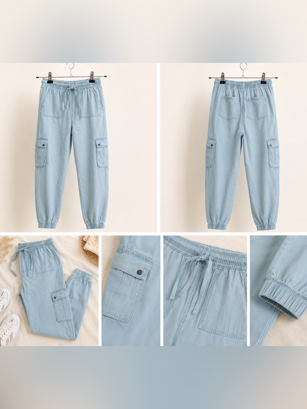 Silver Jeans Light Blue Cargo Jogger Pants for Kids